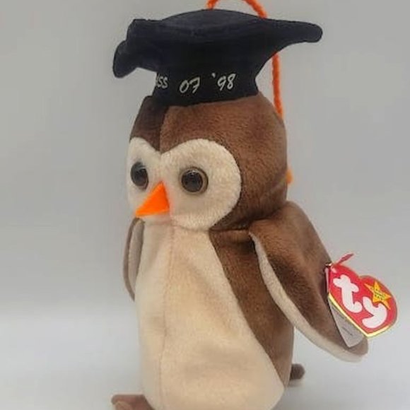COLLECTIBLE 1998 Ty Beanie Baby Wise Graduate Owl Class of 98** P.V.C. Pellets